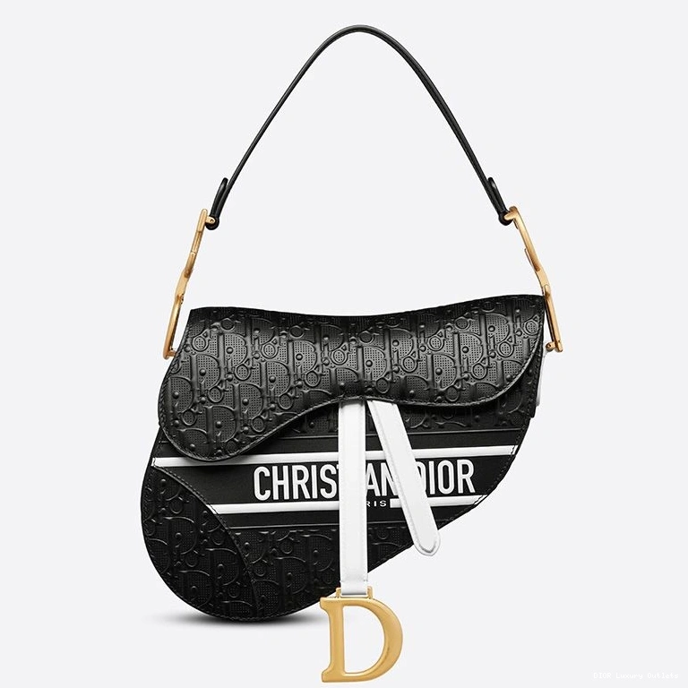 Cheap Christian Black Saddle Calfskin Embossed Dior White Bag Oblique 0801 Luxury